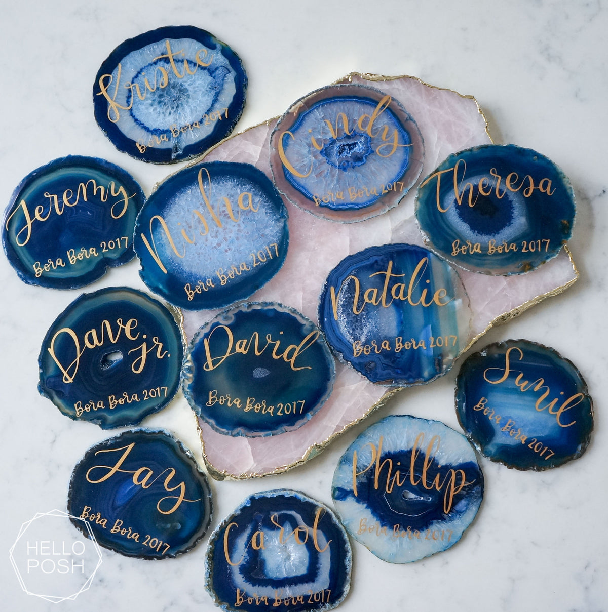 4" Agate coaster place cards