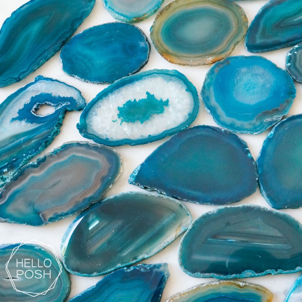 Teal agate slices - Small