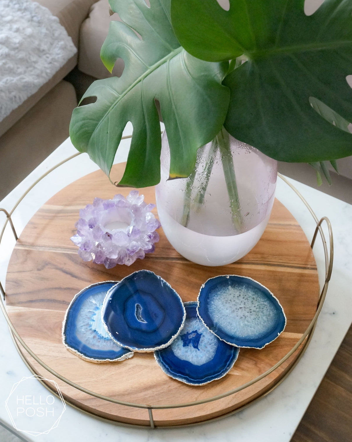 Blue Agate Coaster Set