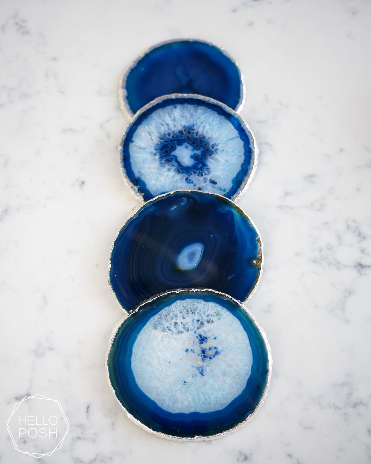 Blue Agate Coaster Set