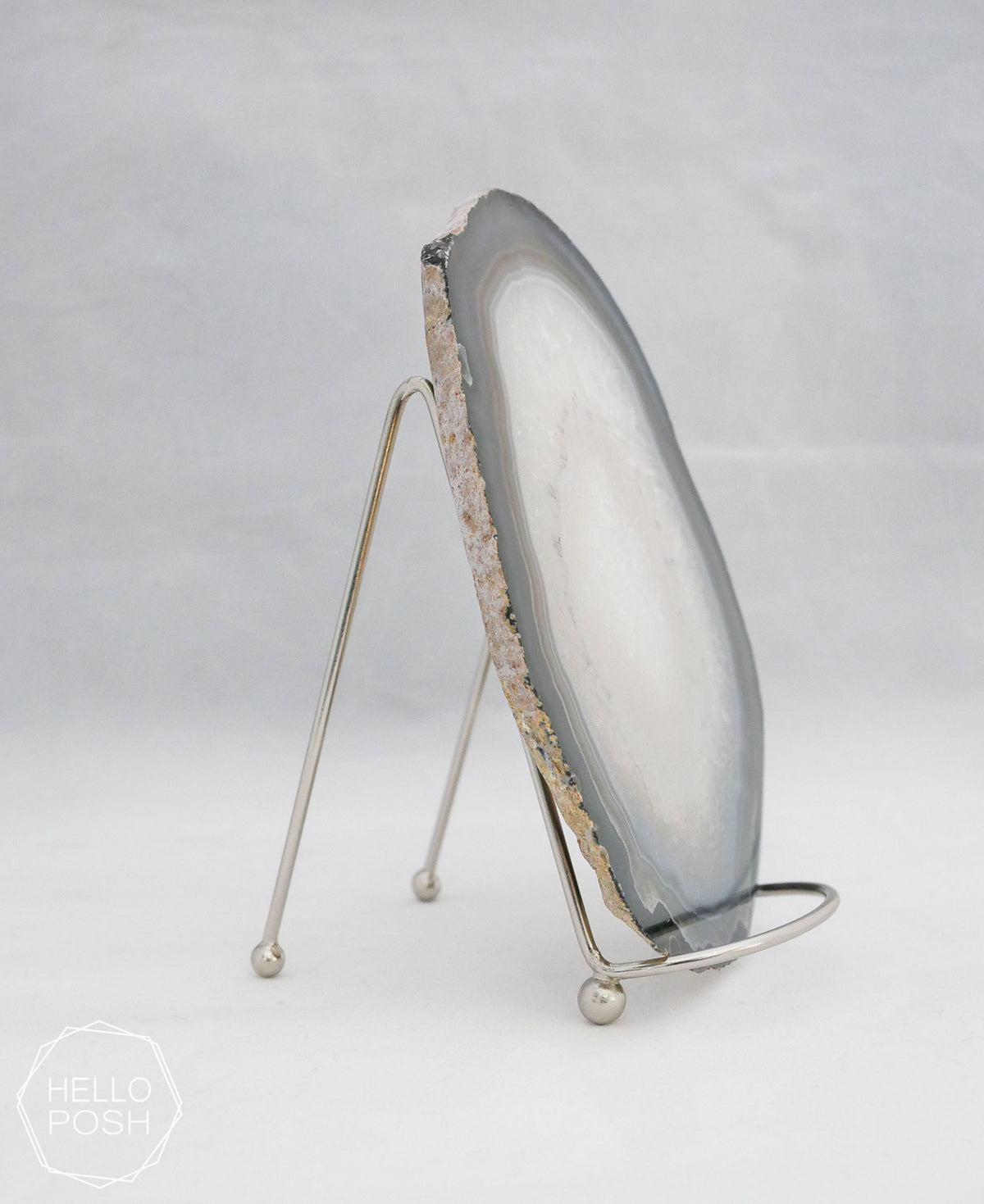 Small silver easels; metal display stands