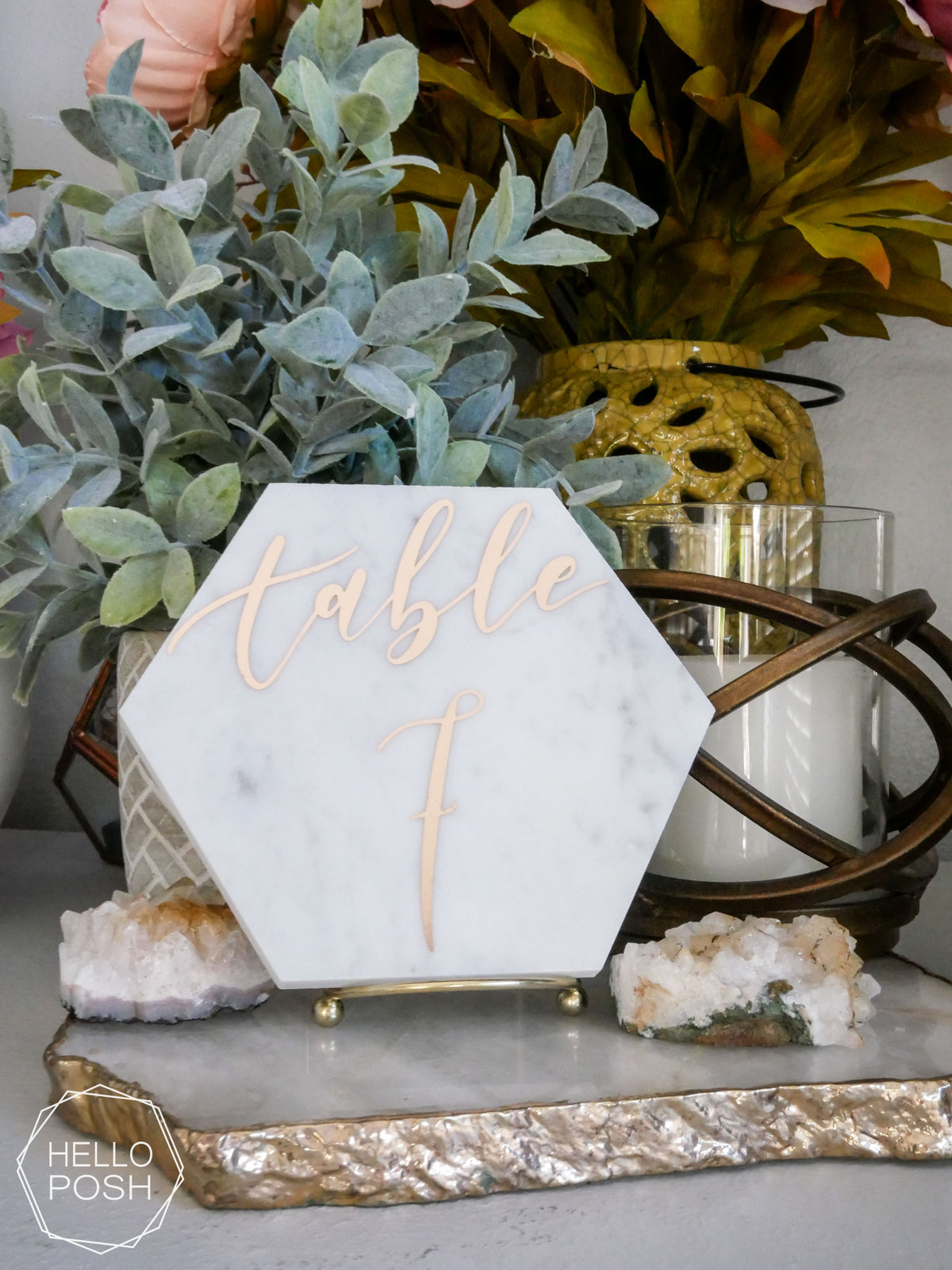 Marble Hexagon Table Numbers