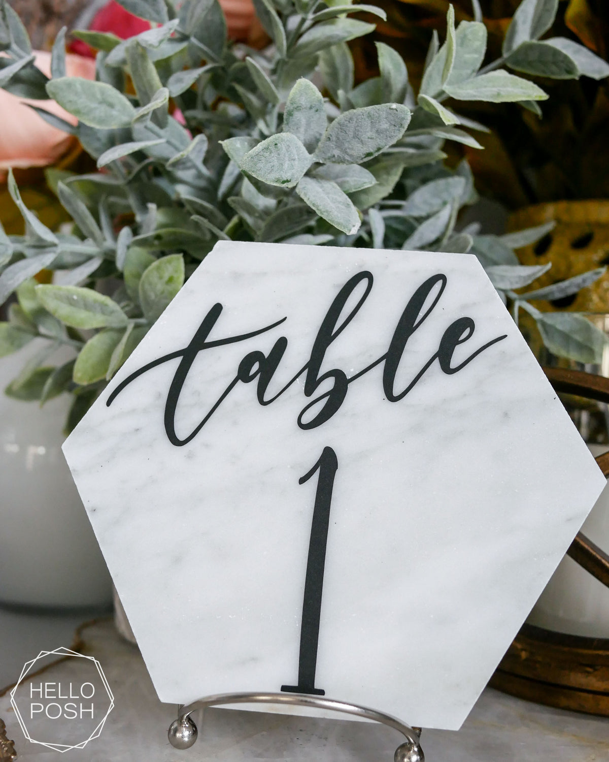 Marble Hexagon Table Numbers