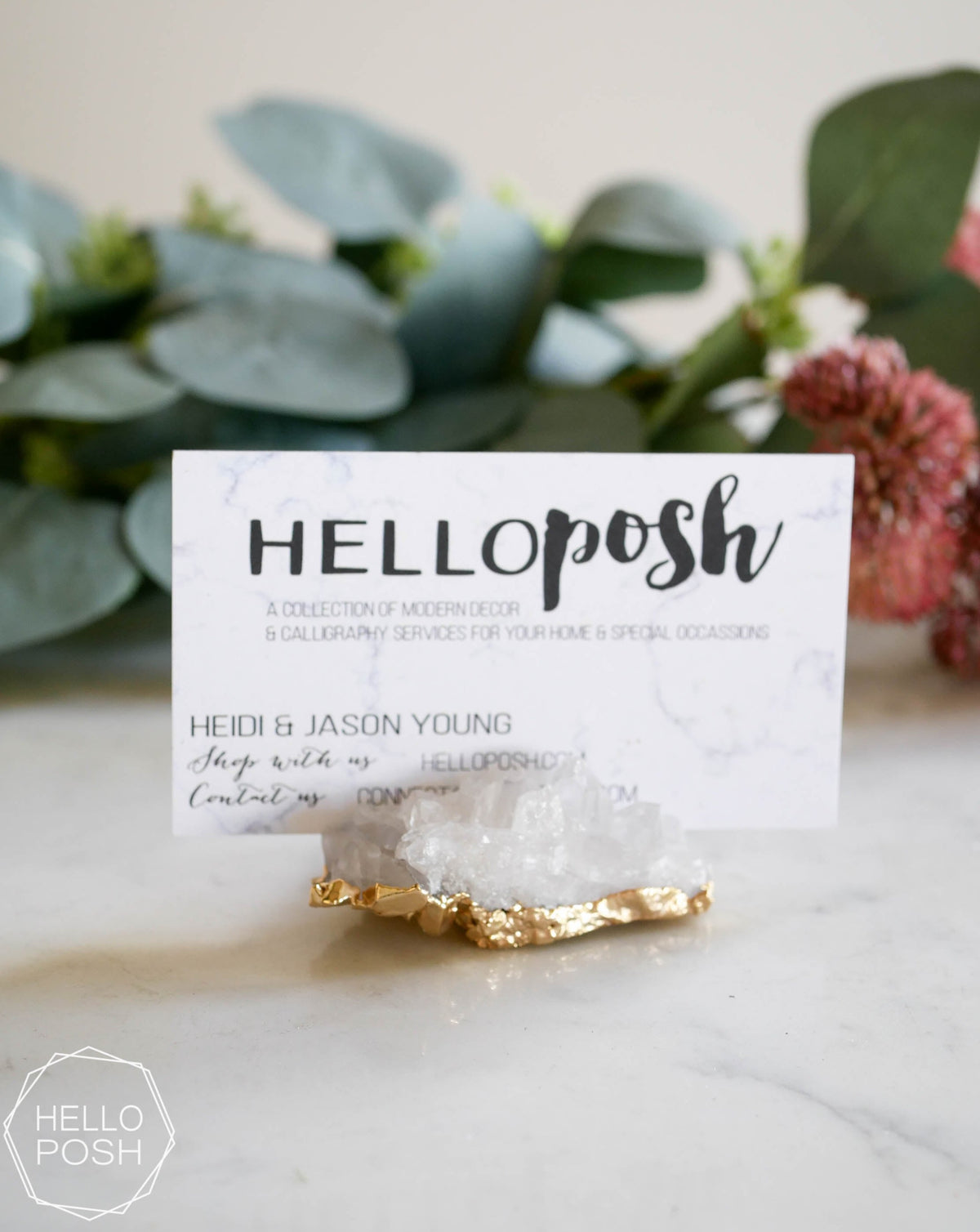 Crystal Quartz Gold Plated Card Holders