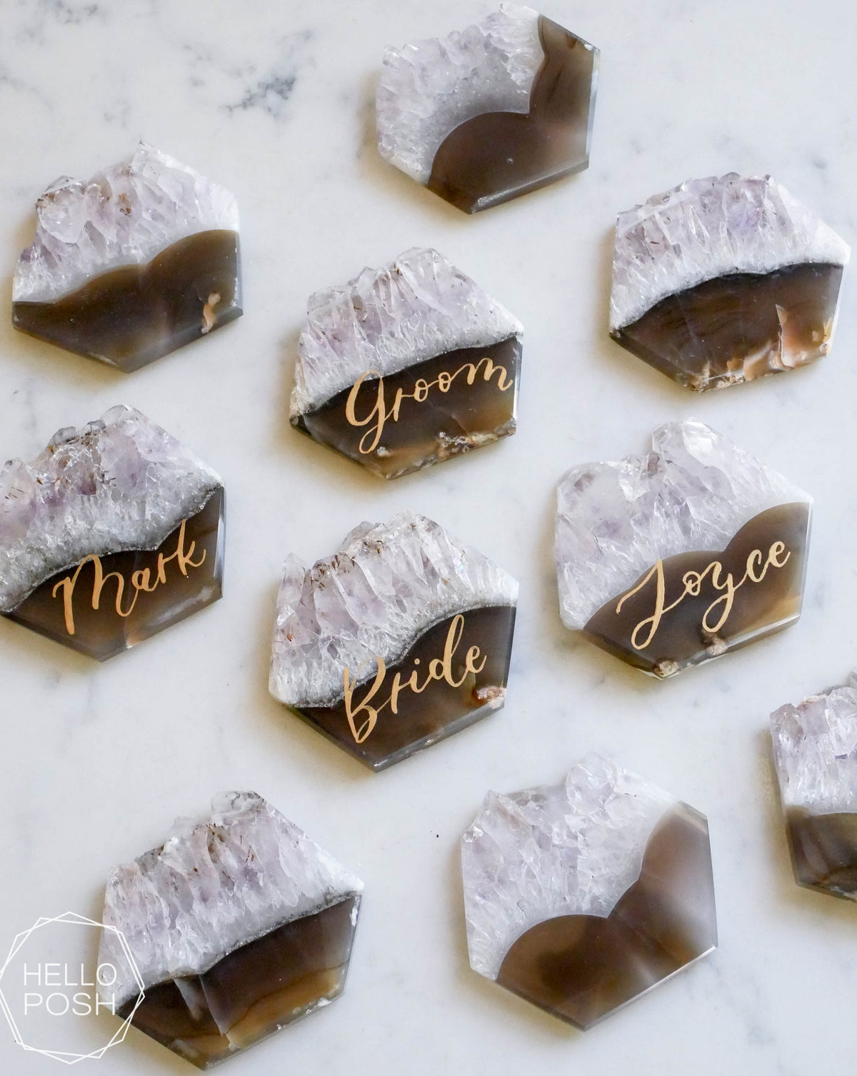 Amethyst Hexagon Place Cards