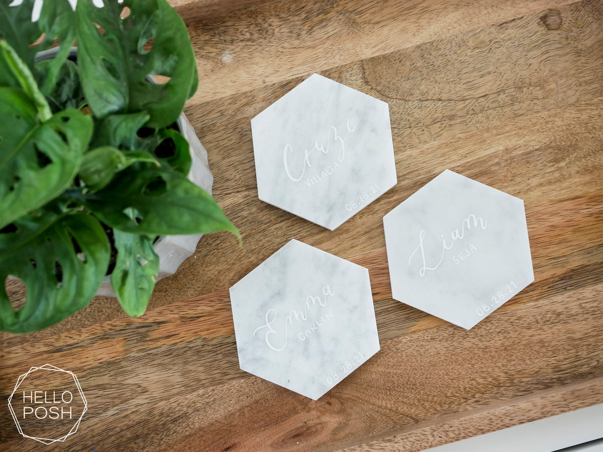 Marble Hexagon Escort Cards