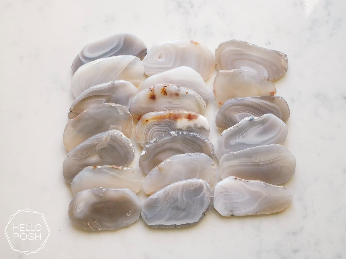 Luxe Light Gray Agate Place Cards