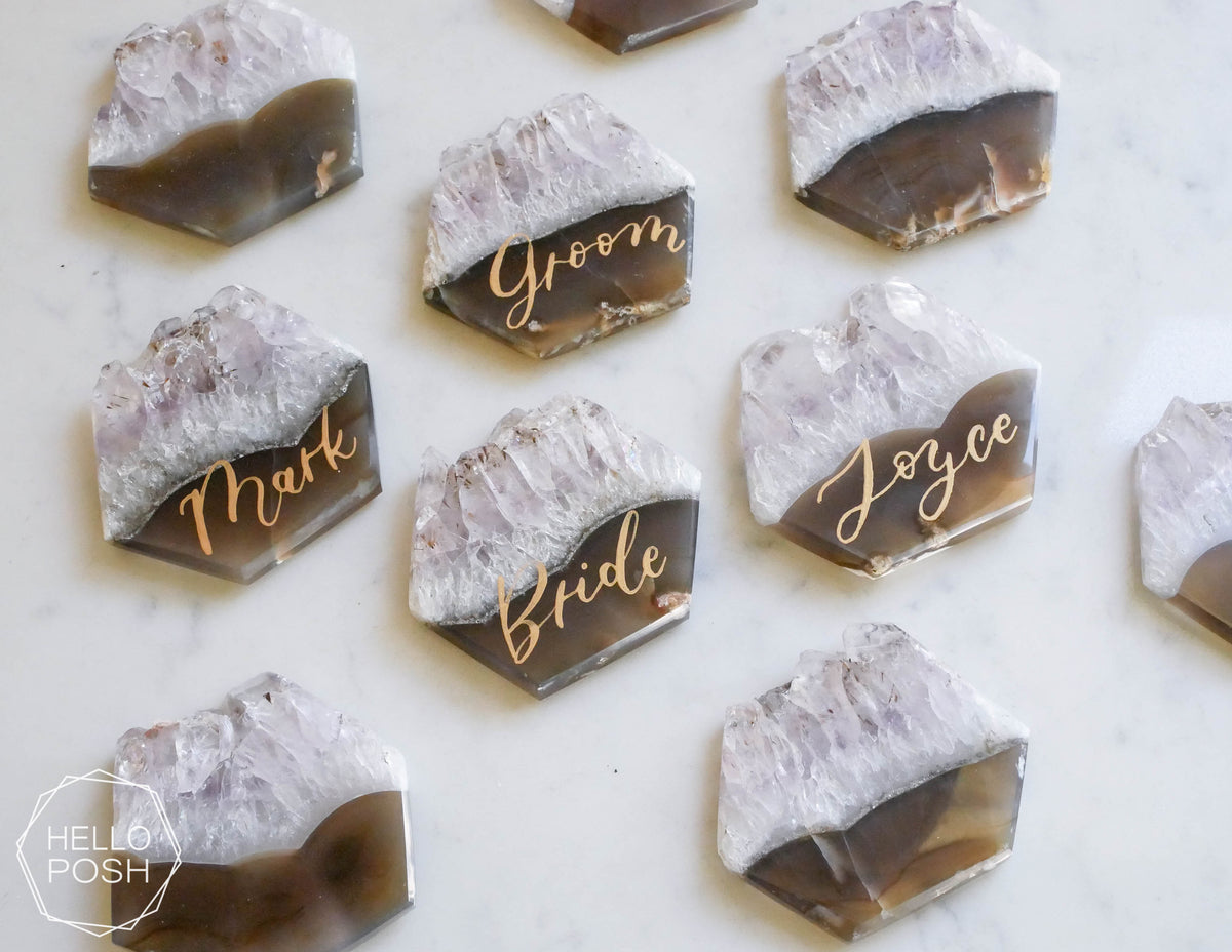 Amethyst Hexagon Place Cards